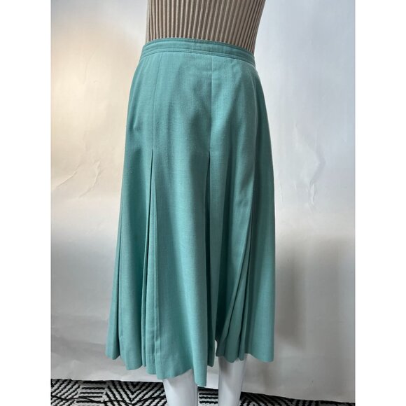 Jones New York Women's Size 14 Aqua Button-Front Pleated Midi Skirt - Picture 10 of 16
